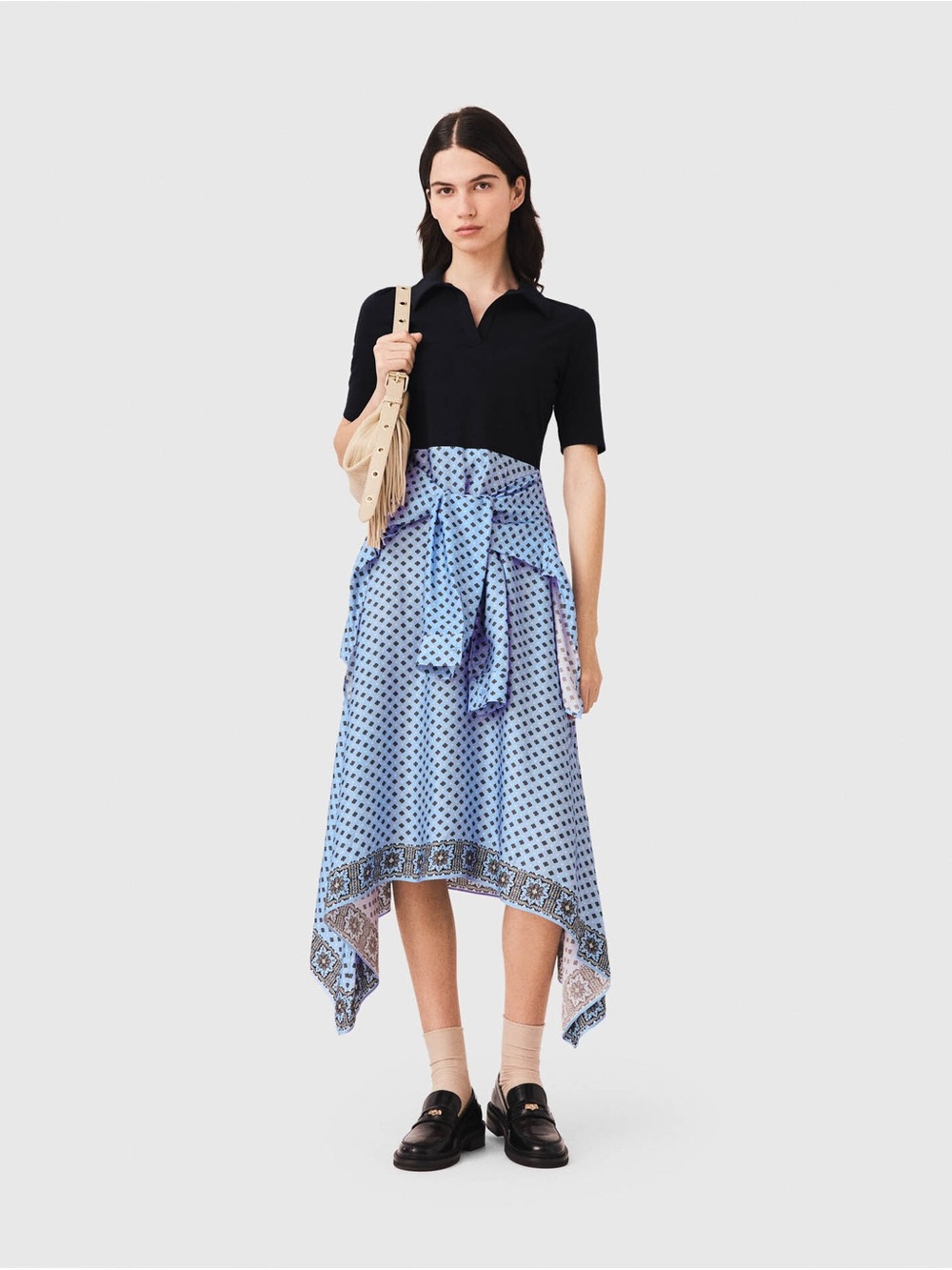 Maje Layered effect scarf skirt dress brand new nvr worn in original bag! Med!